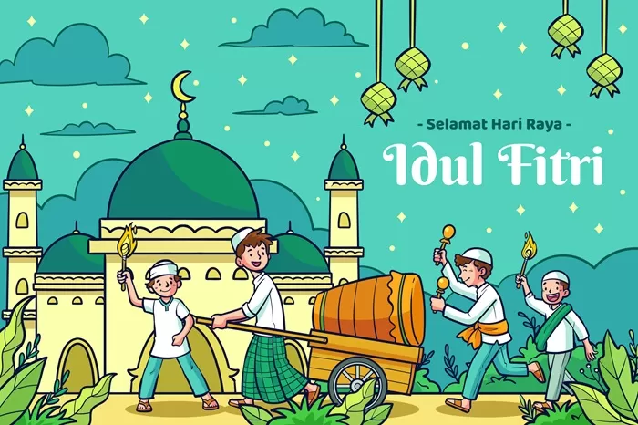 Ilustrasi perayaan hari raya Idulfitri 2024. (Foto: Freepik/pikisuperstar)