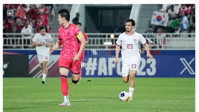 Indonesia VS Korea Selatan di perempat final Piala Asia U-23 2024. (Foto: X @TimnasIndonesia)