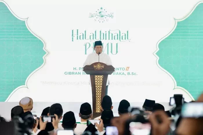 Presiden terpilih 2024-2029, Prabowo Subianto di acara Halal Bihalal PBNU 1445 H. (Foto: Istimewa)