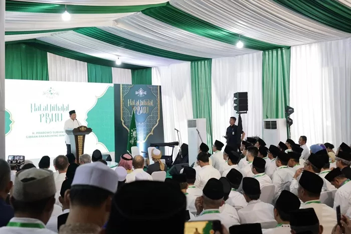 Presiden RI terpilih, Prabowo Subianto dalam acara Halal Bihalal PBNU 1445 H. (Foto: Istimewa)