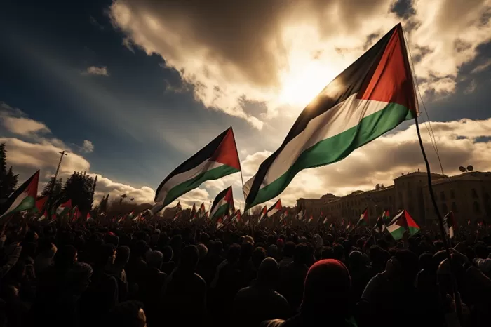 Bendera Palestina berkibar. (Foto: Freepok/Vectonauta)