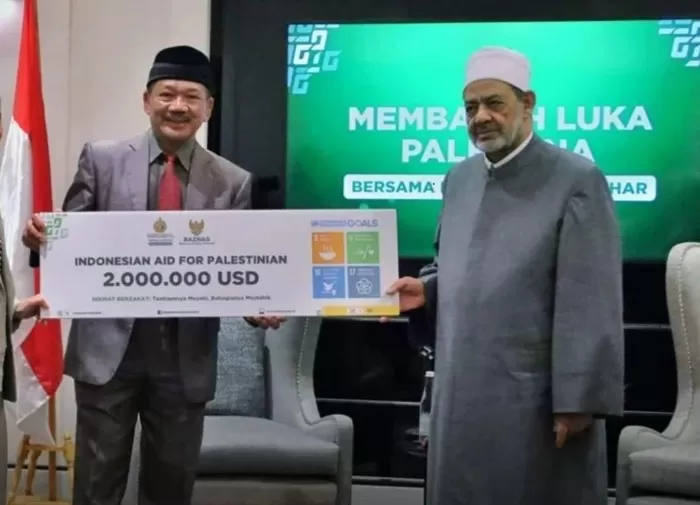 Baznas RI menyalurkan bantuan untuk Palestina. (Foto: Instagram @baznasindonesia)