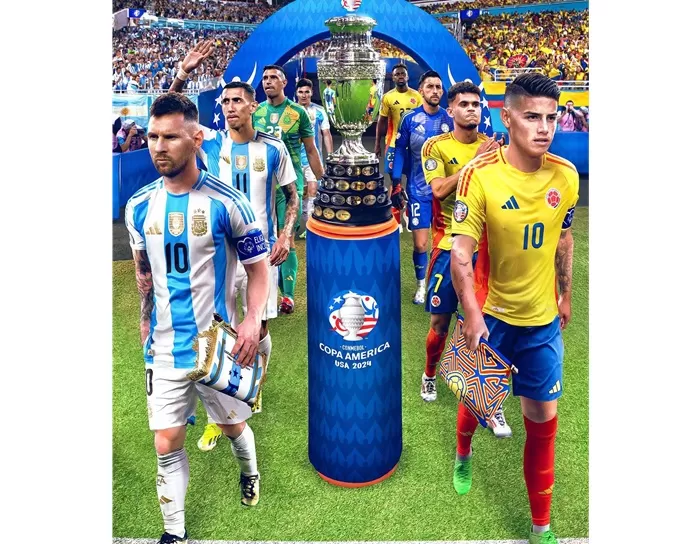 Ilustrasi duel sengit kapten Argentina VS Kolombia di Copa Amerika 2024. (Foto: Instagram @copaamerika)