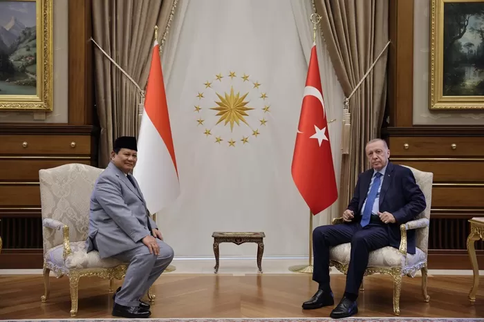 Prabowo Subianto bertemu Recep Tayyip Erdoğan, di Istana Kepresidenan Turki, Ankara. (Foto: Istimewa)