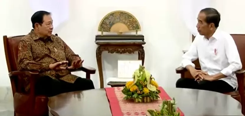 Potret SBY bertemu dengan Presiden Jokowi di Istana Merdeka, Sabtu (21/9/2024). (Foto: YouTube/Kompas TV)