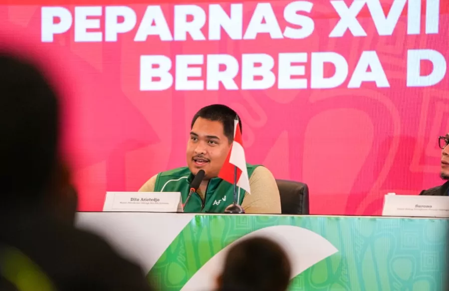 Menpora Dito Ariotedjo, saat jumpa pers di Media Center Peparnas XVII Solo 2024, The Royal Surakarta Heritage, Minggu (6/10/2024) siang..   (Foto: kemenpora.go.id/Egan)