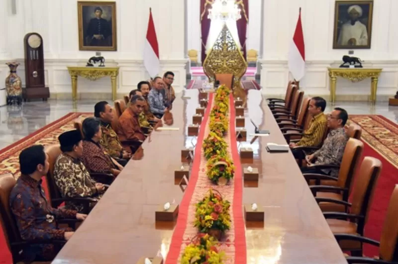 Perteman Presiden Jokowi dengan Pimpinan MPR RI, di Istana Merdeka, Jakarta, Senin (14/10/2024) siang. (Foto: Humas Setkab/Rahmat)