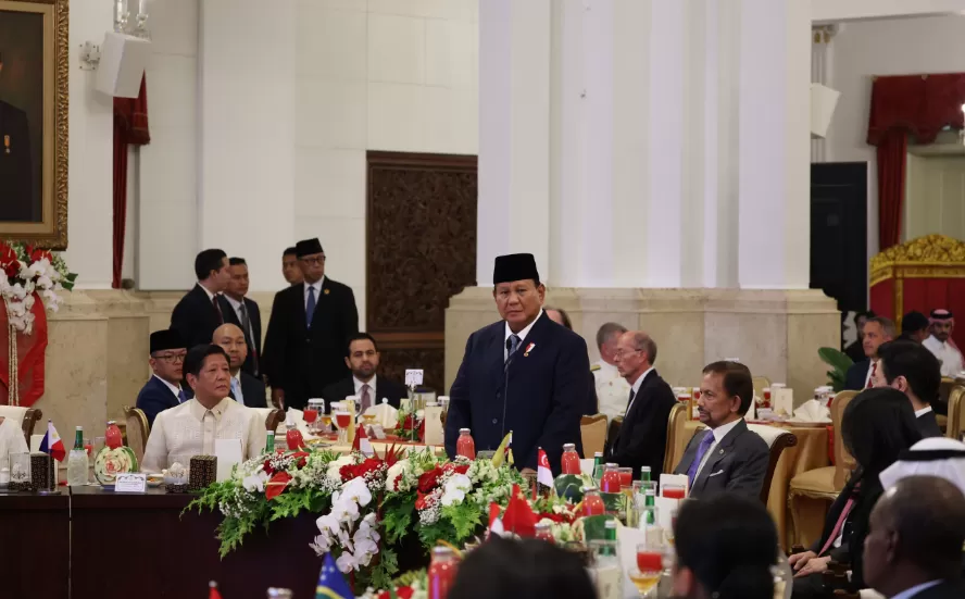 Presiden prabowo Subianto, dalam acara jauan santap malam para pemimpin negara dan utusan khusus di istana Negara, Minggu (20/10/2024). (Foto: Dok. Tim Prabowo)