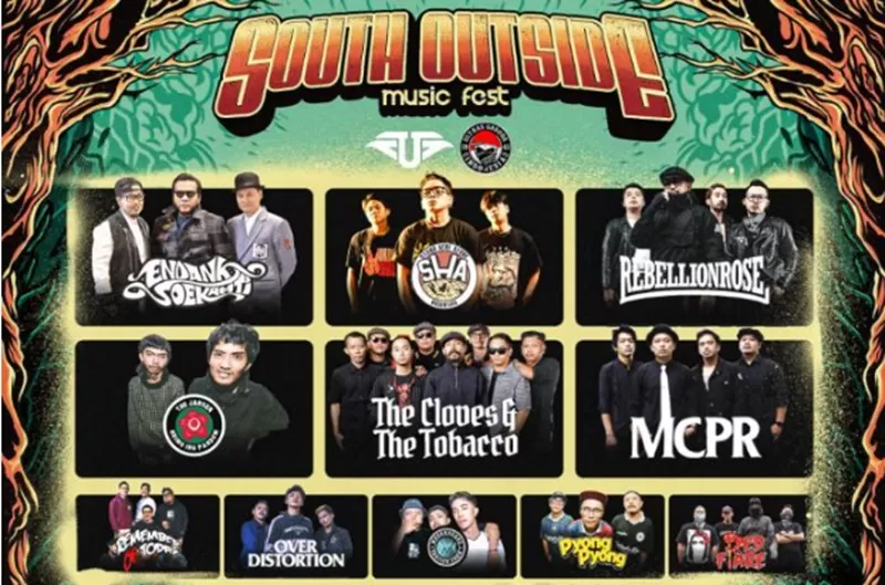 Poster South Outside Music Fest yang siap mengguncang Kota Semarang, Jawa Tengah, pada 9 November 2024. Intip line up bertabur bintang, ada Endank Soekamti hingga Rebellion Rose. (Foto: Ist)