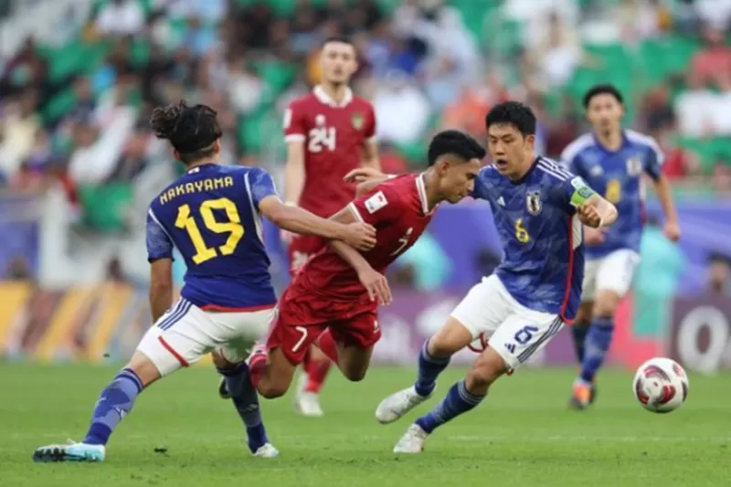 Potret Timnas Indonesia vs Timnas Jepang dalam laga fase grup AFC Asian Cup 2024, pada 24 Januari 2024.  (Foto: Dok. PSSI)