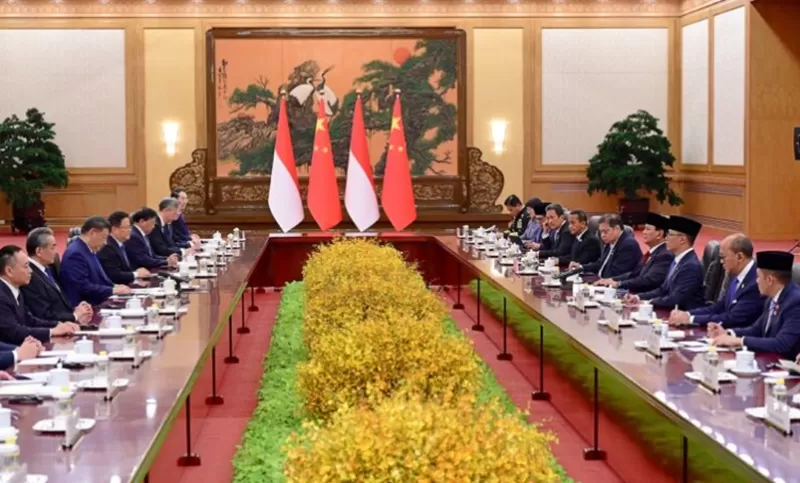 Potret pertemuan bilateral antara Presiden Prabowo Subianto, dengan Presiden China Xi Jinping, di Great Hall of The House, Beijing, Sabtu (9/11/2024).  (Foto: BPMI Setpres/Muchlis Jr)