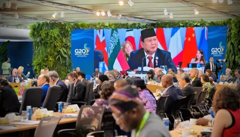 Potret&nbsp;Presiden Prabowo Subianto,&nbsp;di Konferensi Tingkat Tinggi (KTT) G20 Brasil, pada Senin (18/11/2024).  (Foto: BPMI Setpres/Laily Rachev)