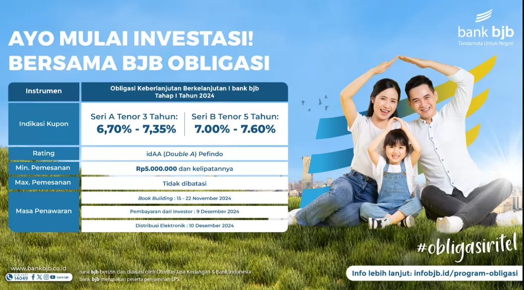 Poster bank bjb mengajak investasi melalui obligasi keberlanjutan atau Sustainability Bond. (Foto: Dok. bank BJB)