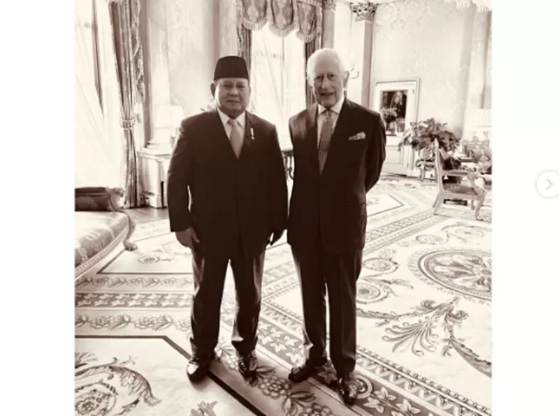 Potret Presiden Prabowo Subianto bersama Raja Charles III di Istana Buckingham, Inggris. (Foto: Instagram.com/@prabowo)