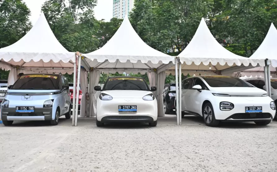 Deretan mobil Wuling yang disiapkan untuk test drive pengunjung di MUF GJAW 2024. (Foto: Dok. Wuling Motors)