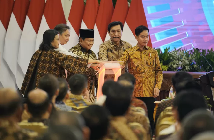 Momen Presiden Prabowo Subianto meluncurkan Katalog Elektronik atau e-Katalog versi 6.0 di Istana Negara, Jakarta, Selasa (10/12/2024). (Foto: Tim Media Prabowo)