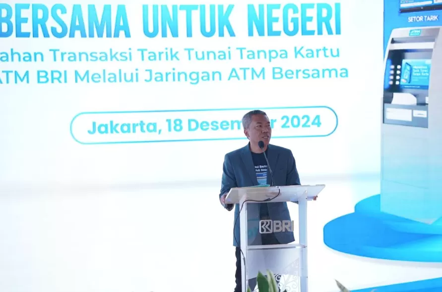 Potret Direktur Retail Funding & Distribution BRI, Andrijanto dalam peluncuran fitur Cardless Withdrawal. (Foto: Dok. BRI)