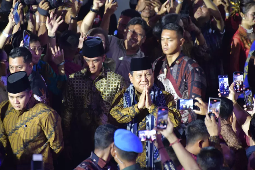 Potret Presiden Prabowo Subianto, saat menghadiri puncak Perayaan Natal Nasional 2024 di Indonesia Arena, Jakarta, Sabtu (28/12/2024).  (Foto: Infopublik.id)