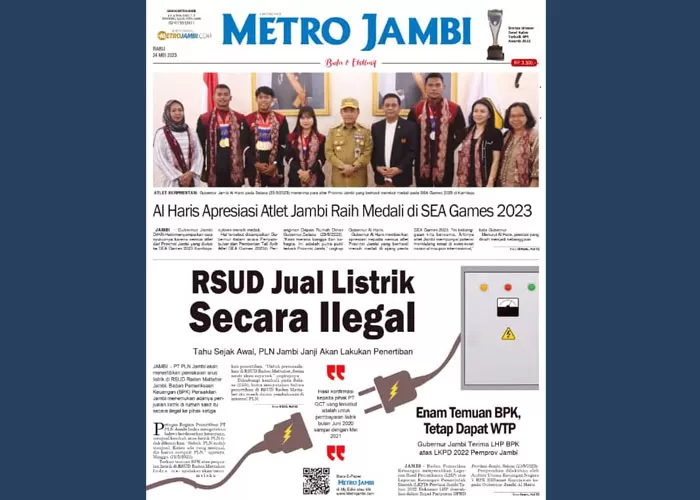 Tangkapan layar koran Harian Pagi Metro Jambi edisi Rabu 24 Mei 2023.  (Metrojambi.com)