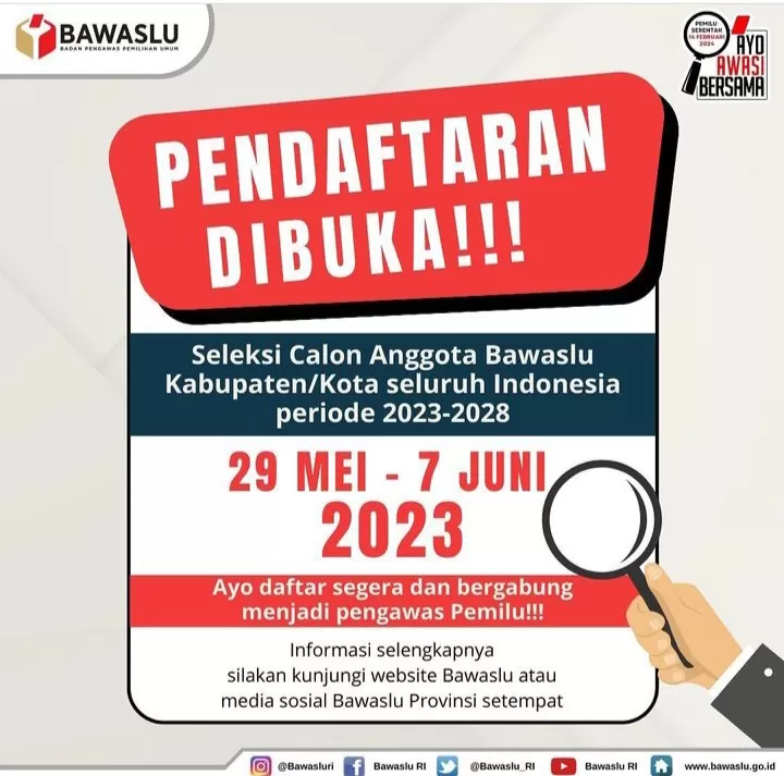 Seleksi calon anggota Bawaslu Kabupaten/Kota periode 2023-2028 (instagram @bawasluri)