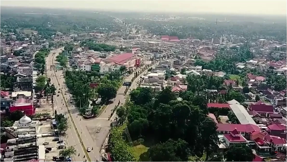 Tangkapan layar Kota Muara Bungo dilihat dari udara (Bungokab.go.id)