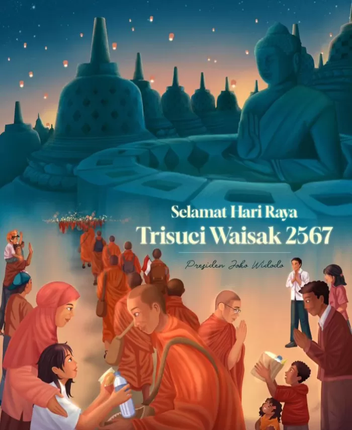 Perayaan Hari Raya Waisak hari ini dirayakan dengan khidmat oleh umat Buddha di Candi Borobudur, Jawa Tengah (instagram @jokowi)