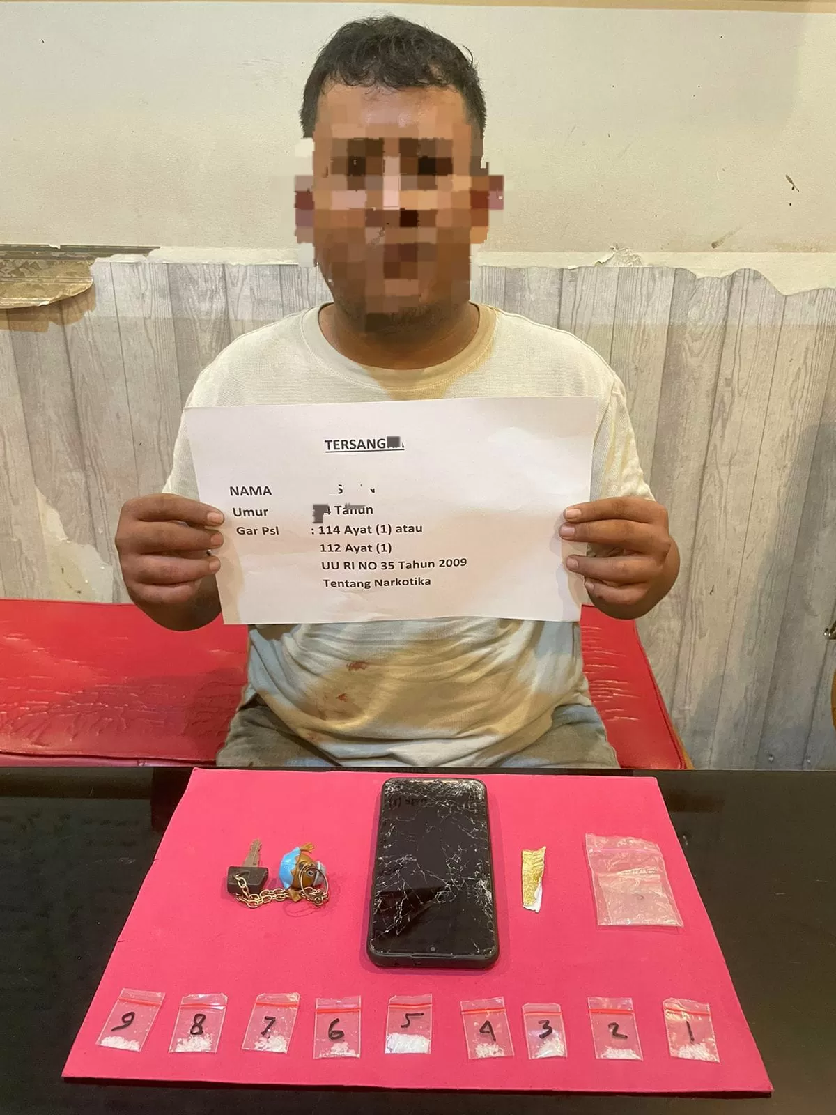 Pelaku penyalahgunaan Narkotika jenis sabu berhasil ditangkap Satresnarkoba Polresta Jambi (Metrojambi.com/ Istimewa) 