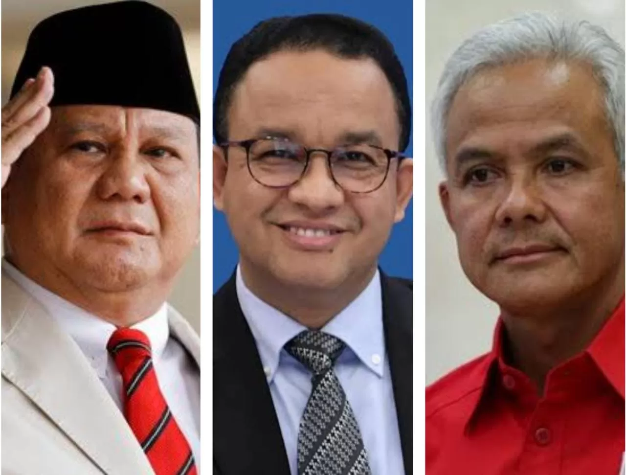 Prabowo Subianto, Anies Baswedan dan Ganjar Pranowo (Kolase Metrojambi.com)