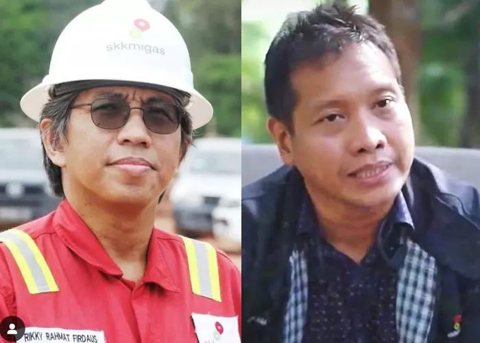 Bos SKK Migas Sumatera Bagian Utara Rikky Ahmat Firdaus dan bos SKK Migas Sumatera Bagian Selatan. Siapa paling tajir? (Ig @rachmatfir.rrf/tangkapan layar Youtube Searah)