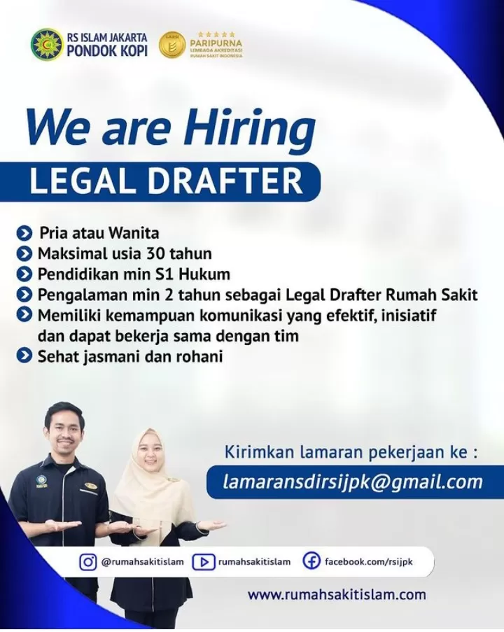 LOKER TERBARU! Rumah Sakit Islam Jakarta Pondok Kopi Butuh Legal ...