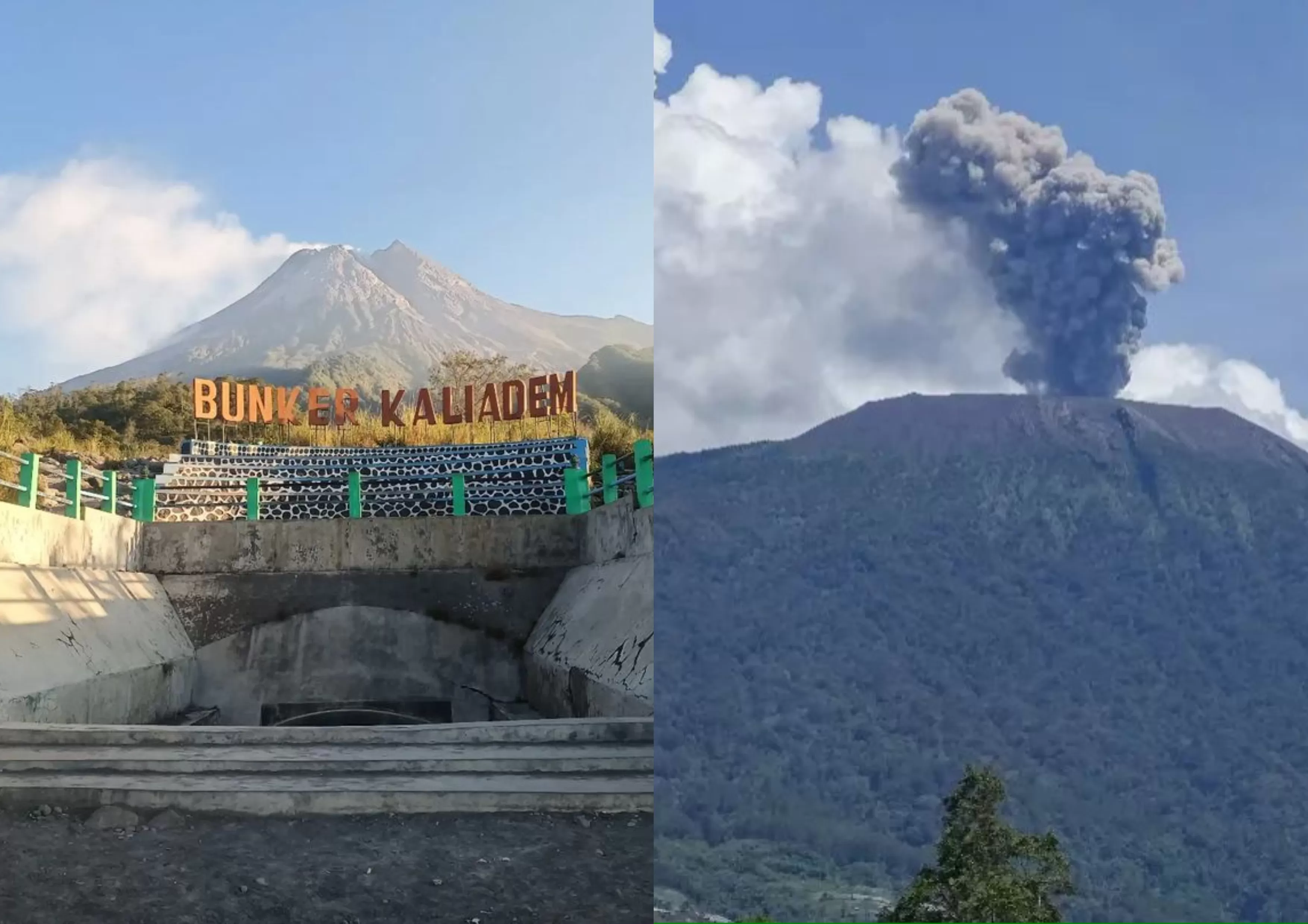 Perbedaan Gunung Merapi (kiri) dan Gunung Marapi (kanan).