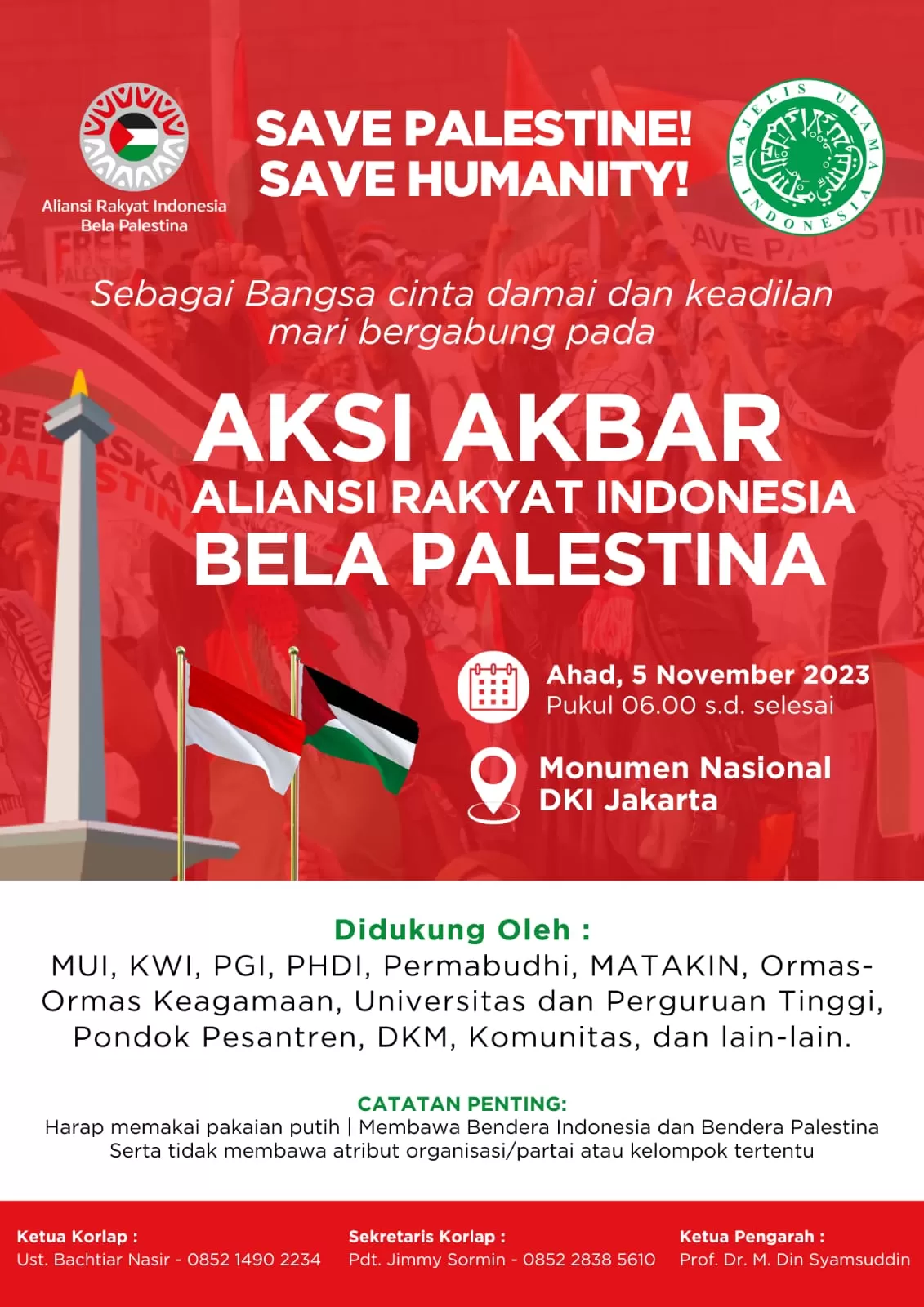 Lintas Agama Merapat! Aksi Bela Palestina Digelar Di Monas Minggu 5 ...