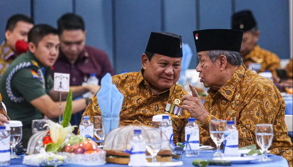 Presiden ke-6 RI Susilo Bambang Yudhoyono bersama Bacapres Prabowo Subianto.(jawapos.com)