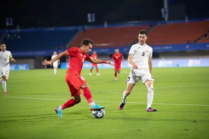 Tim sepak bola Indonesia menang 2-0 atas Kirgizstan pada laga pembuka putaran Grup F Asian Games 2022 Hangzhou (NOC Indonesia)