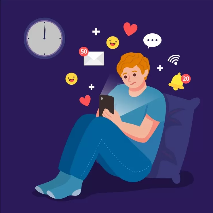 Ilustrasi Seseorang yang Ketergantungan dengan Konten Media Sosial  (Freepik/freepik)