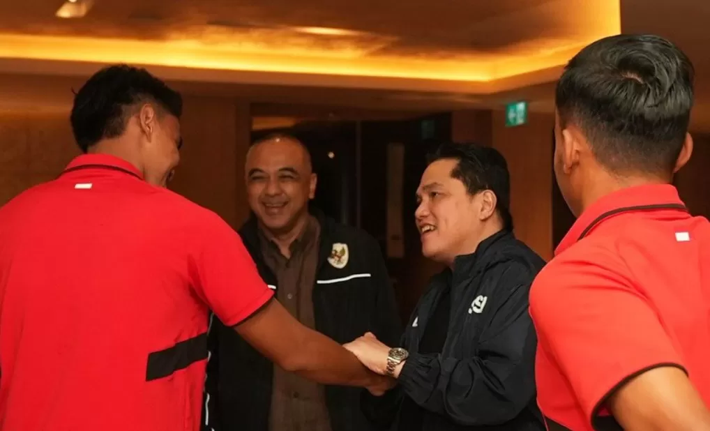 Erick Thohir saat memberi pesan pada pemain Timnas U 23 (Istimewa)