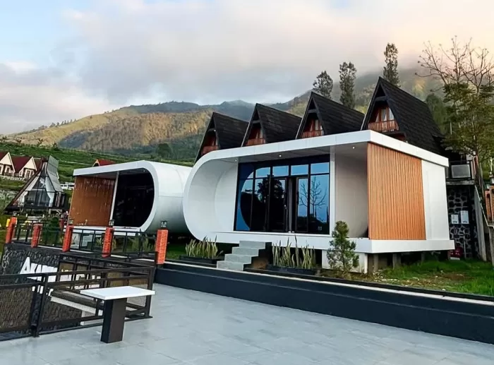 Salah satu penginapan yang ada di Dieng (Instagram/ karindang villa dieng)