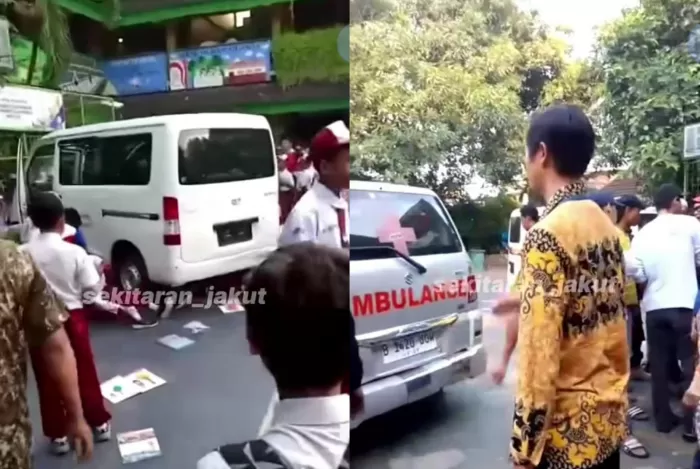 Mobil MBG tabrak siswa SDN 01 Kalibaru Cilincing saat mengantar makanan. (Instagram /sekitaran_jakut)