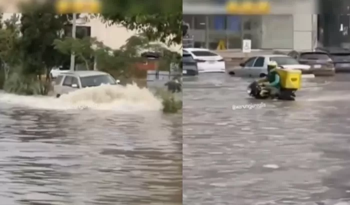 Menyoroti insiden banjir bandang yang melanda wilayah pesisir Jeddah, Arab Saudi.  (Instagram.com/@warungjurnalis))