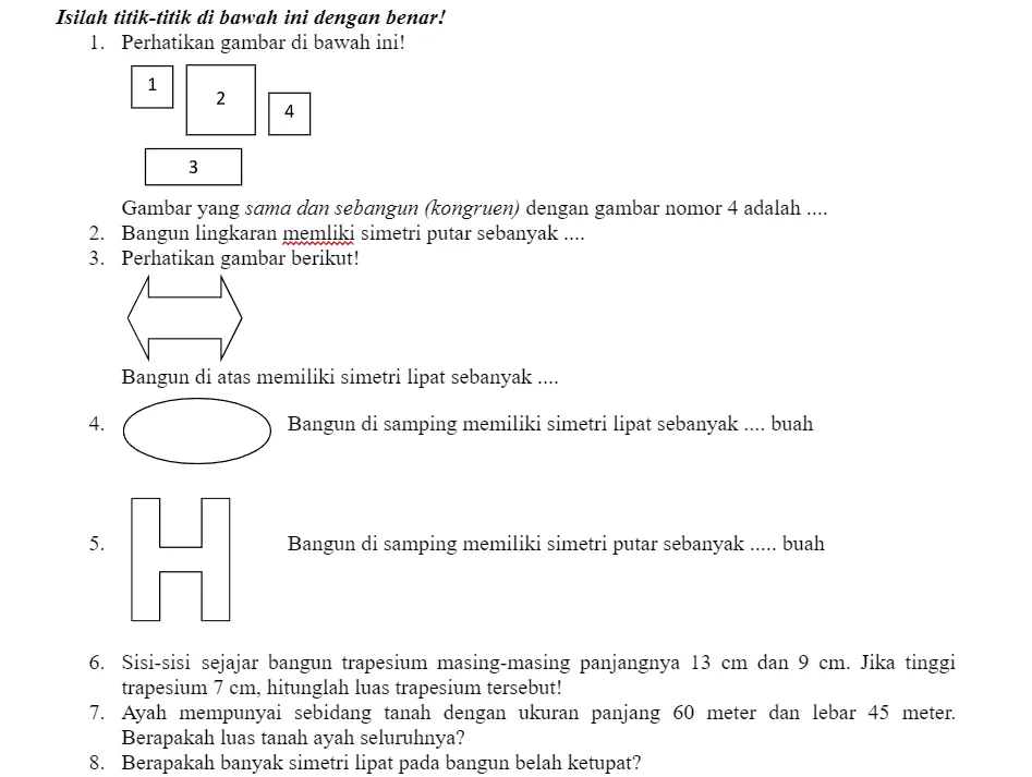 Utak Atik Soal, Tes Formatif Pembejaran Ke-4 Matematika Fase C Kelas 5 ...