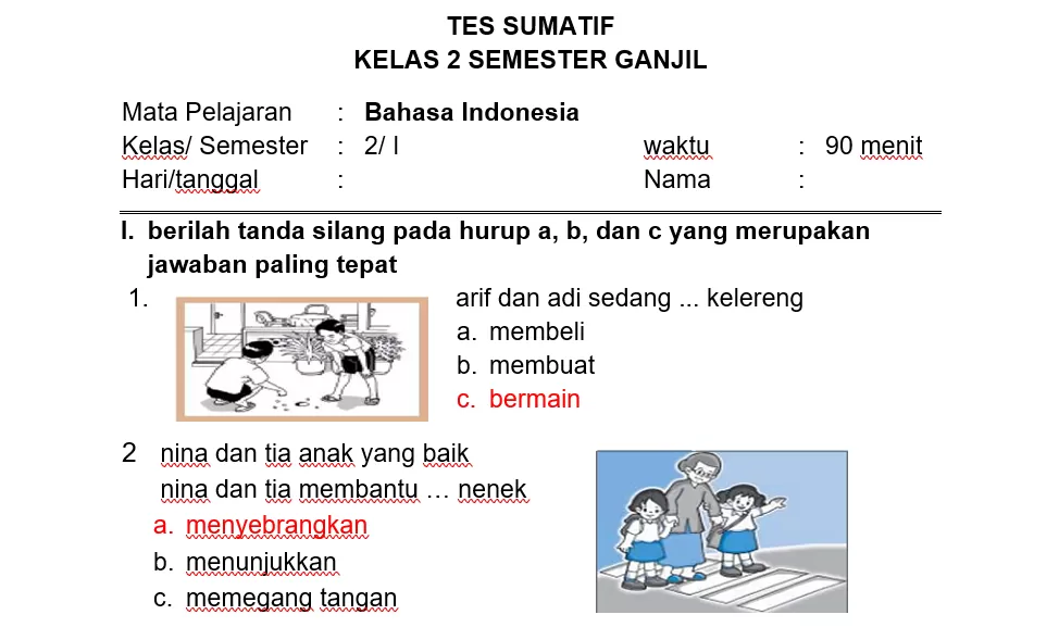 Kurikulum Merdeka, Berlatih Soal Tes Sumatif Bahasa Indonesia Kelas 2 ...