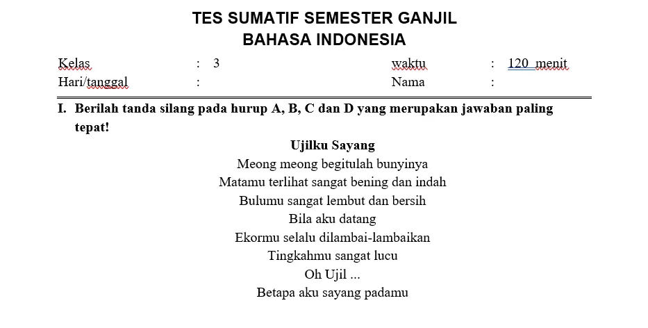 Bedah Soal Tes Sumatif Bahasa Indonesia Kelas 3 Semester Ganjil ...