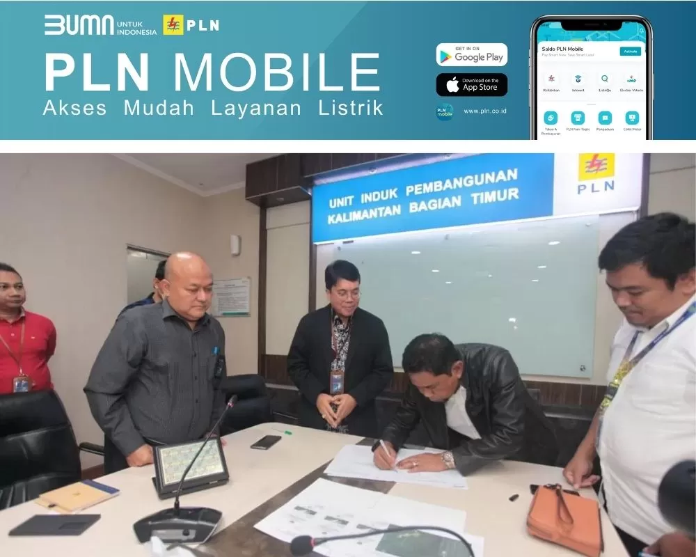 PENETAPAN LOKASI: Penandatanganan Penetapan Lokasi Pembangunan SUTT 150kV Kariangau &ndash; GIS 4 IKN di Kantor PLN UIP KLT, Rabu (12/4).