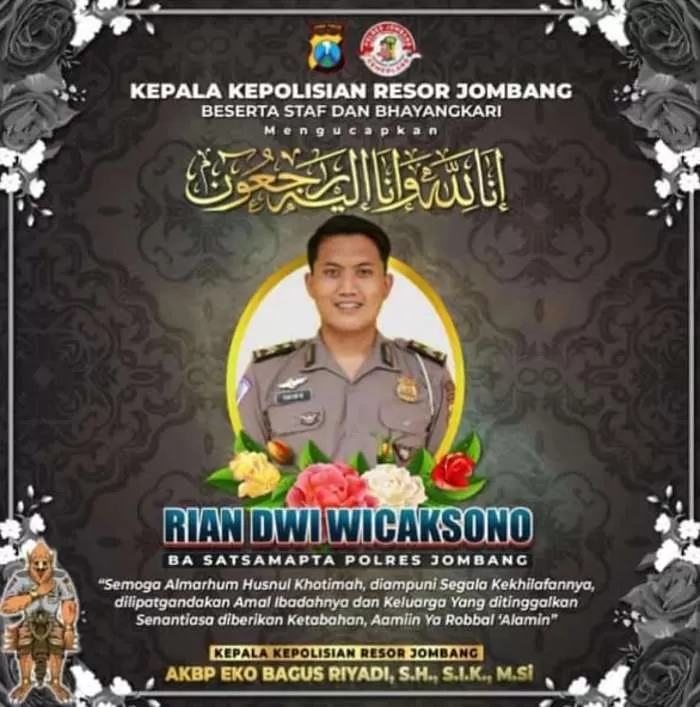 BERDUKA: Ucapan belasungkawa atas meninggalnya Rian Dwi Wicaksono.  (Istimewa)