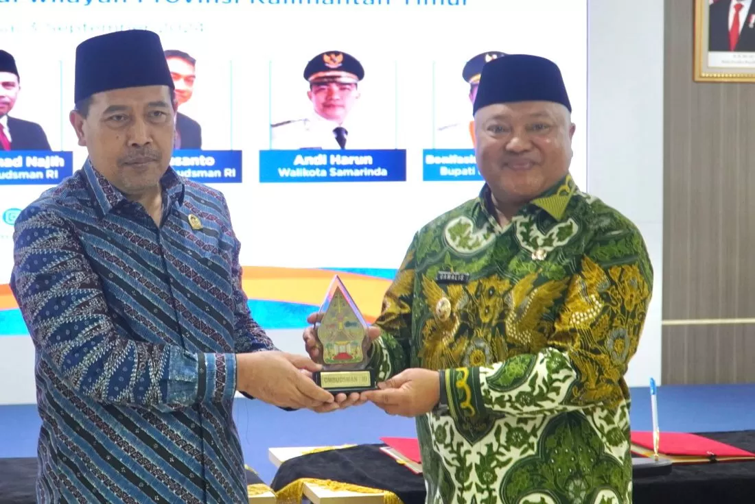 KERJA SAMA: Wakil Bupati Berau, Gamalis, (kanan) bersama Ketua Ombudsman RI, Mokhammad Najih, di Gedung Ombudsman RI di Jakarta, Selasa (3/9/2024). (PROKOPIM SETKAB BERAU)
