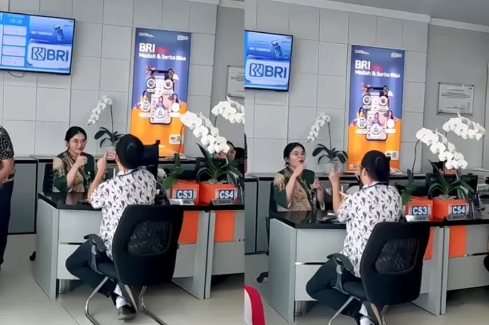 Potret Karyawan Bank BRI berinteraksi dengan nasabah penyandang disabilitas yang viral di media sosial. (Instagram.com/@jakarta.terkini)