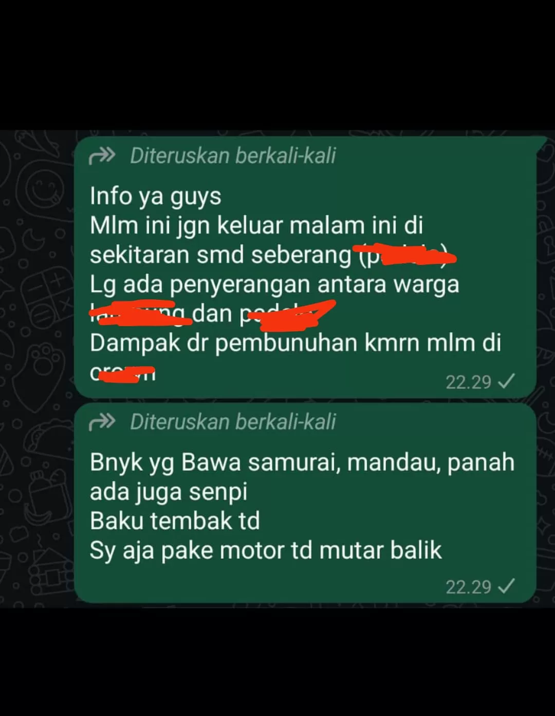 Info hoax  yang beredar.