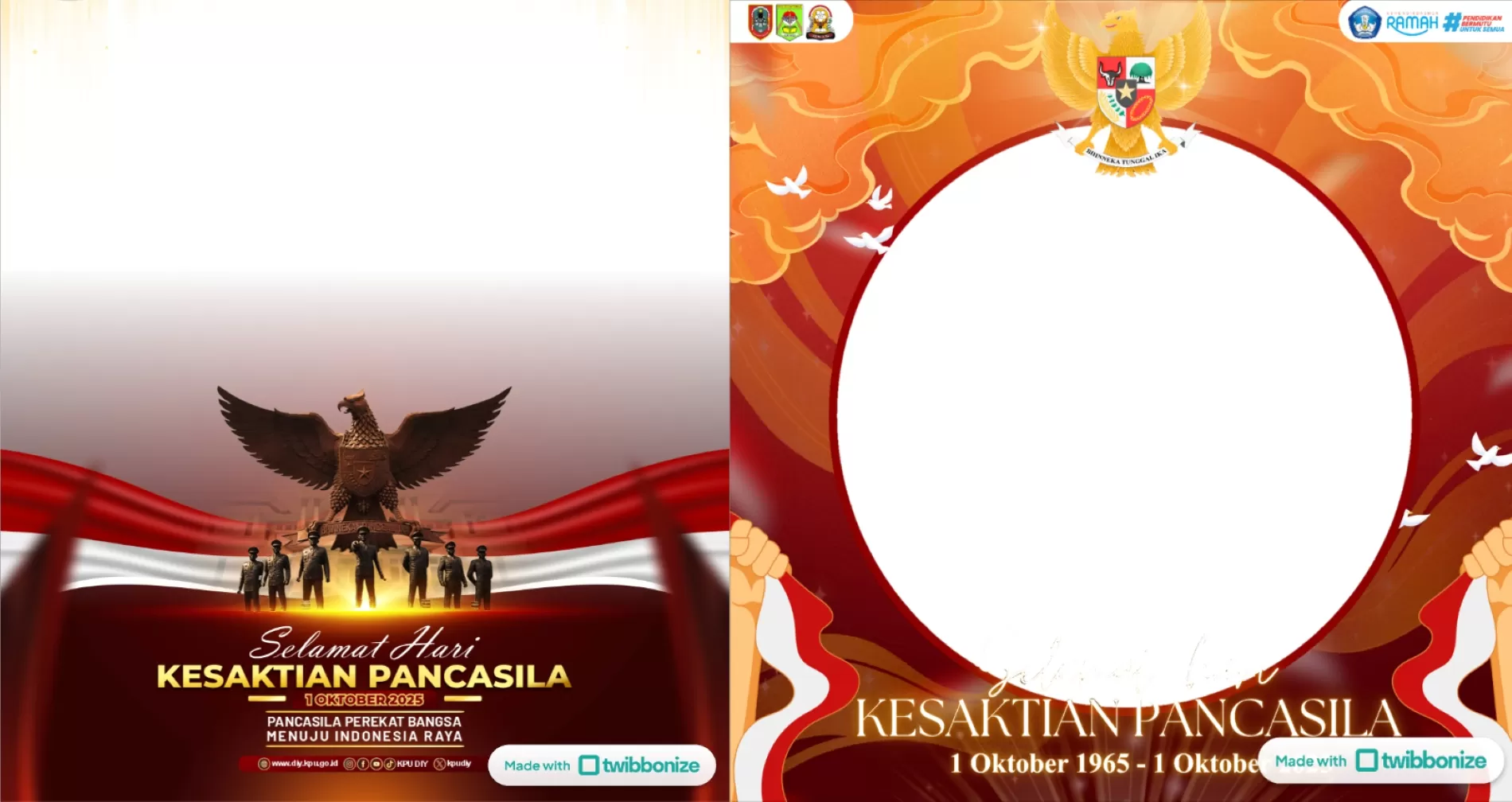 Desain twibbon Hari Kesaktian Pancasila 2025. (Twibbonize.com)