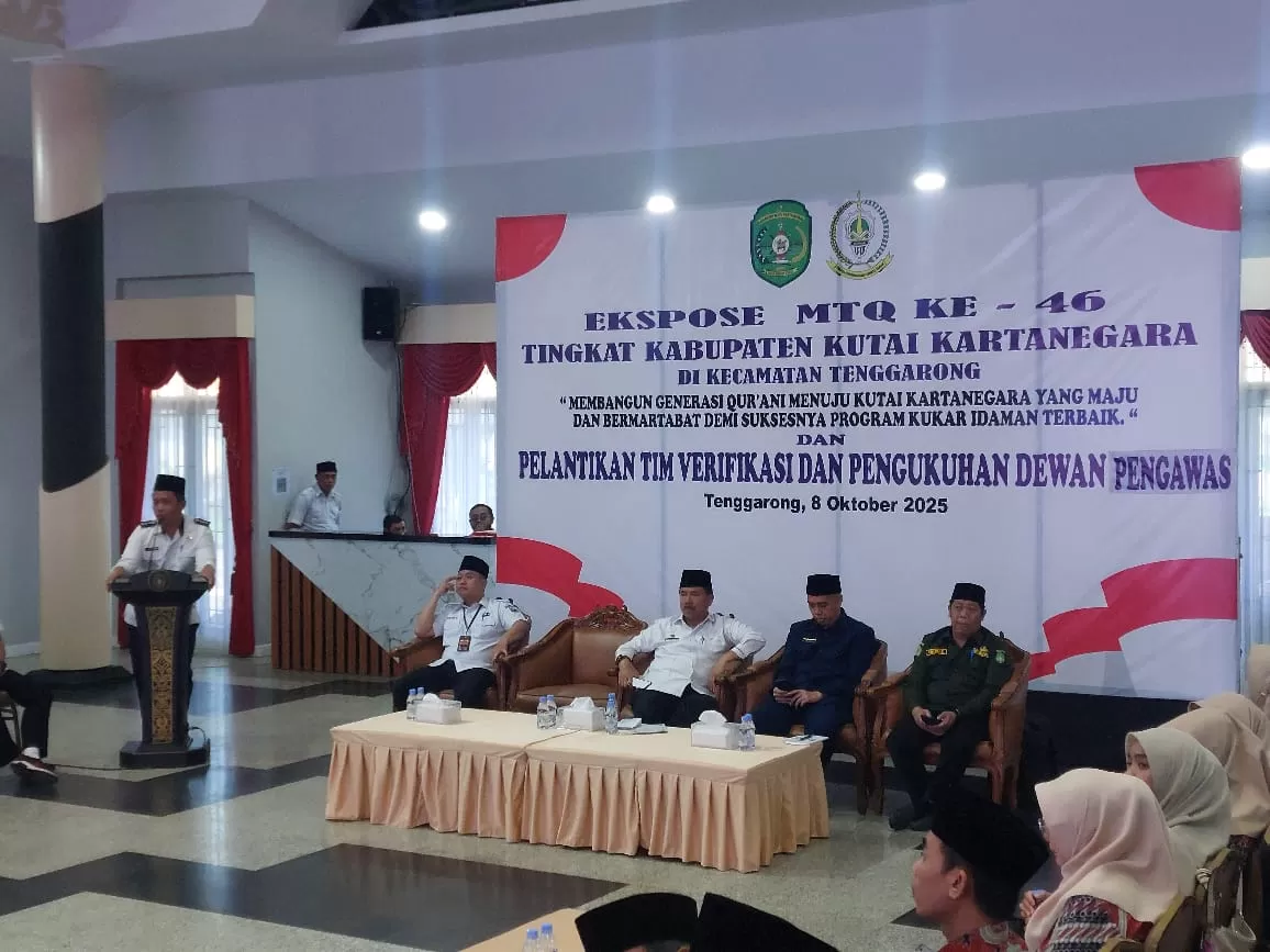 Camat Tenggarong Sukono menyampaikan persiapan MTQ ke-46 Kukar pada expose di Pendopo Odah Etam (Elmo/Prokal.co)  