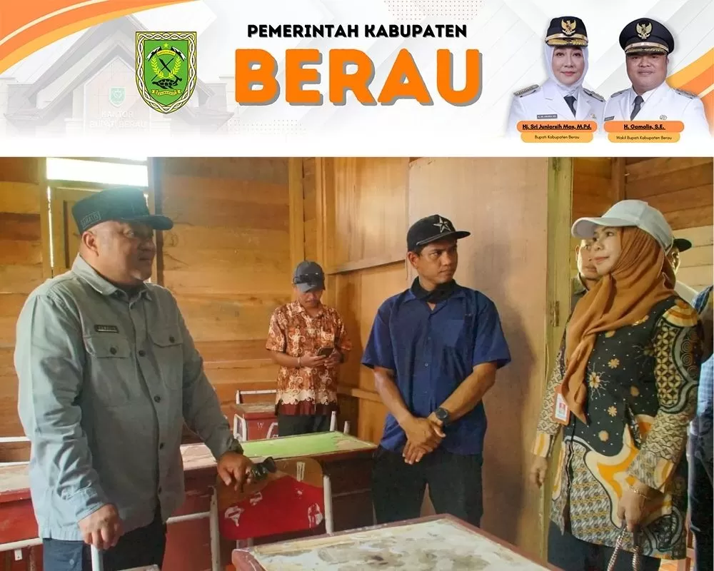 PANTAU: Wakil Bupati Berau, Gamalis, meninjau kondisi SD 001 Birang Filial di KAT Sei Maning, Gunung Tabur.  (PROKOPIM SETKAB BERAU)